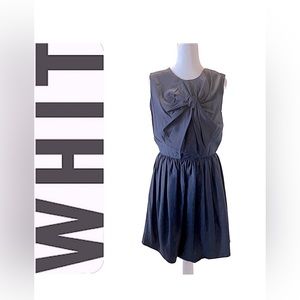 NWT WHIT 100% Silk Bow Front Dress Navy Size 6 Back Zip Designer $685 Runway